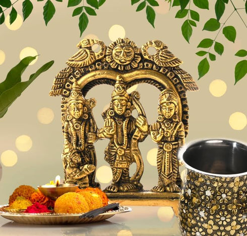 Kalash Minakari Lota Pooja Pot Steel Vessel Utensil Puja Decoration Worship Purpose Article for Temple Home Office Diwali Festival Decoration and Gifting(Antique Golden Lota) by Tarini Gallery