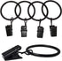 40 Pack Curtain Rings with Clips, Drapery Clips with Rings, Fits up to 1 in Curtain Rod, Black
