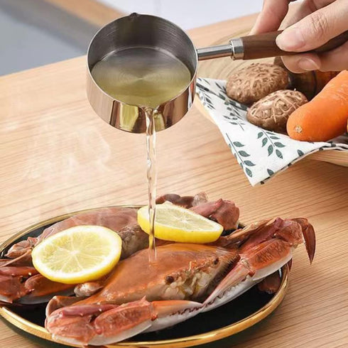 250ML Sauce Pan Saucepan Stainless Steel Sauce Pot Double Spout Oil Pan Warming Pot Frothing Pitcher Dishwasher Safe for Home Kitchen Cookware Accessories by Kichvoe