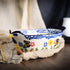 Vintage Chicken Shape Pie Pan, Butterfly and Flower Pattern Ceramic Bakeware Casserole Dish, 25 OZ Baking Pan for Oven