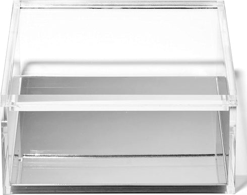 OfficeGoods Acrylic Desk Organizer with Silver Base, Functional & Elegant Storage Box for Home or Office