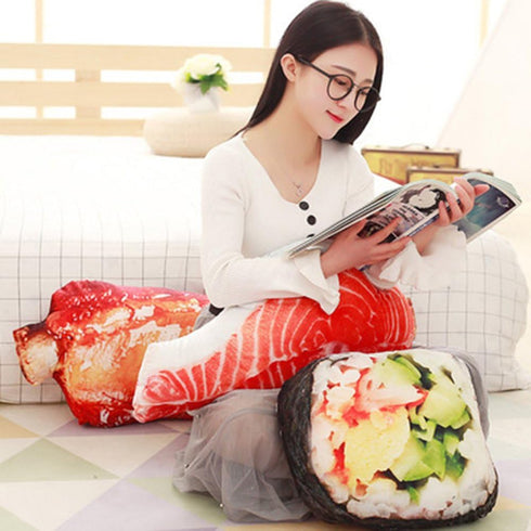 ChezMax Cute Plush Decorative Throw Pillow for Home Office Sofa, Stuffed Back Cushion, Creative Sushi Design, 18.1"