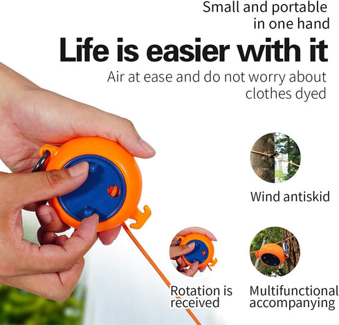 Portable Travel Clothesline Cord, Adjustable 33ft Camping Clothes Line with 20Pcs Windproof Clothespins
