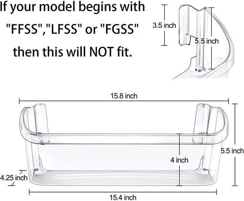 UPGRADED 240323002 Refrigerator Door Bin Shelf Compatible with Frigidaire & Kenmore Bottom 2 Shelves on Refrigerator Side, PS429725, AP2115742 Replacement Parts