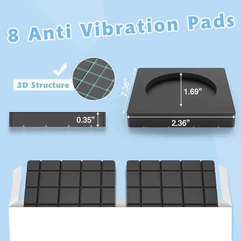 SEISSO Anti Vibration Pads for Washing Machine, Anti Skid and Anti Shake Washer Anti Vibration Pads, 8 PCS Noise Dampening Washing Machine Vibration Pads - Natural Rubber Feet Pads