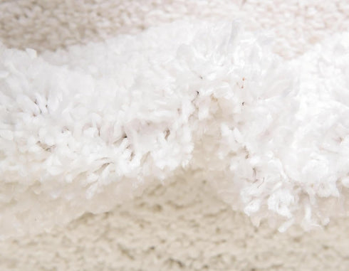 Unique Loom Davos Shag Collection Area Rug - Solid White/Ivory (2' Round)