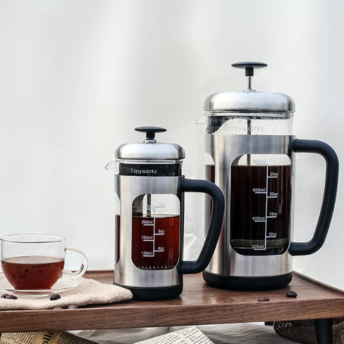 Easyworkz Stainless Steel French Press, 12 oz Coffee Tea Maker with Soft Grip Handle
