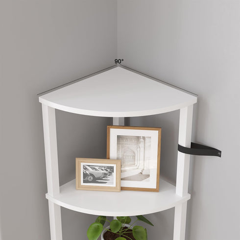 5-Tier UJSJ001W VIMBER Corner Shelf, Corner Bookshelf, Industrial Corner Ladder Shelf, Modern Display Shelf for Living