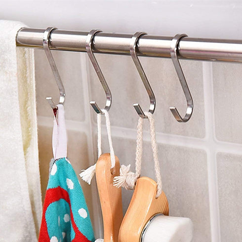 YourGift 20 Pack Flat S Hooks - Stainless Steel 3 inches S Shaped Hanging Hooks for Kitchen, Bathroom, Office