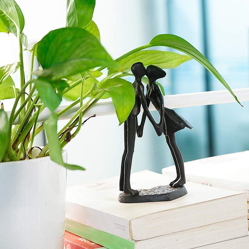 Iron Anniversary Couple Sculpture - Romantic Heart Statue for Home Decor, Gifts for Wife, Wedding Anniversary,