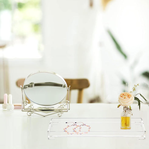 Vanity Bathroom Tray - Acrylic Rectangle Decorative Catchall Organizer Storage Tray, Clear
