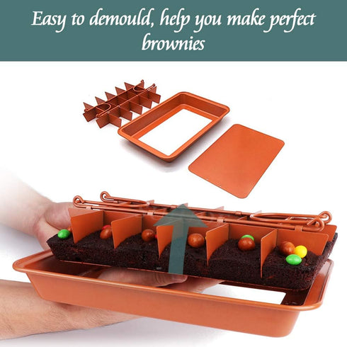 Brownie Pan with Dividers, Baking Tray for Bite Size Brownies, Makes 18 Pre-cut Brownies Perfectly