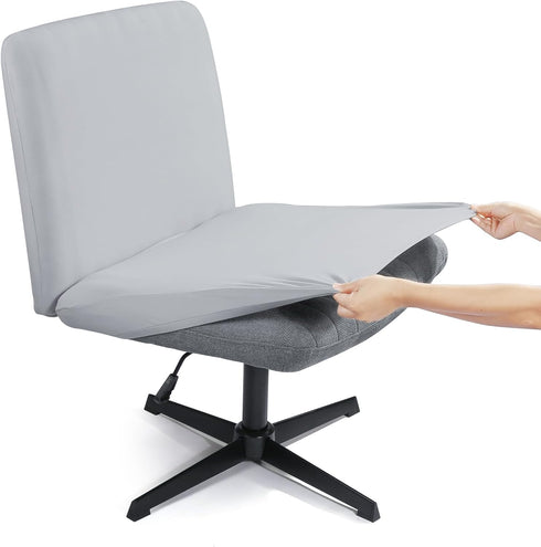 Armless Criss Cross Office Desk Chair Cover, Stretch Slipcover for Mid Back Wide Swivel Task Vanity Chair Protector
