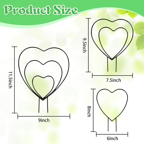 3 Set Hoya Trellis Size Indoor Plants Flower Support Stakes Round or Heart Metal Trellis Garden Tool Accessories