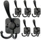 Wall Mount Coat Hooks - Matte Black Heavy Duty Decorative Hooks, 3 Prongs Utility Hook, 6 Pack for Home Organization