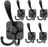 Wall Mount Coat Hooks - Matte Black Heavy Duty Decorative Hooks, 3 Prongs Utility Hook, 6 Pack for Home Organization