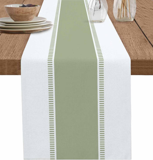 Futuregrace Sage Green Stripe Table Runners 36 inches Long, Linen Boho Table Runner