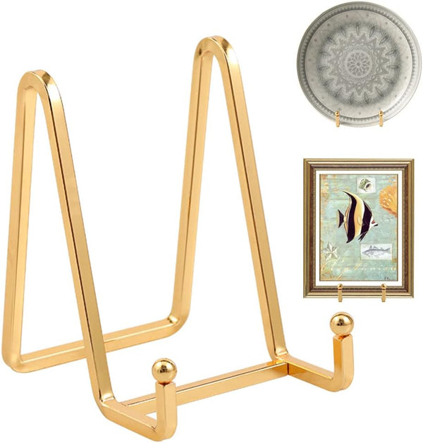 Plate Holder Easel Display Stand, 4.5 Inch Metal Plate Stands for Display, Gold Iron Easels, 4 Pack