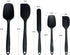 OVENTE Set of 5 Silicone Spatulas, Heat Resistant Food Grade Rubber with Stainless Steel Core, Black