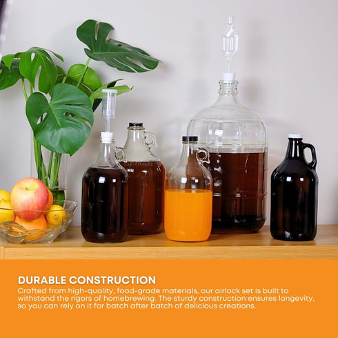 FastRack 1 gal Jug with Twin Bubble Airlock, Polyseal Lid, #6.5 Drilled Stopper