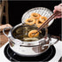 Deep Fryer Pot, 304 Stainless Steel with Temperature Control, Lid, and Oil Drip Drainer Rack, 9.4 Inch