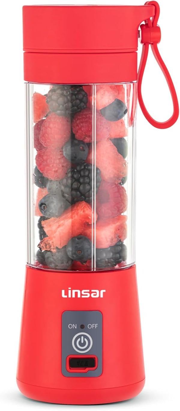 Portable Blender (Red) for Shakes and Smoothies with Durable Stainless Steel Blades for Powerful Blending Performance, USB Rechargeable for Office, Gym, Kitchen and travel by Linsar