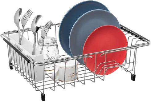 SANNO Utensil Drying Rack, Plastic Silverware Storage Holder for Dish Rack Over Sink, Chopsticks/Spoon/Fork/Knife