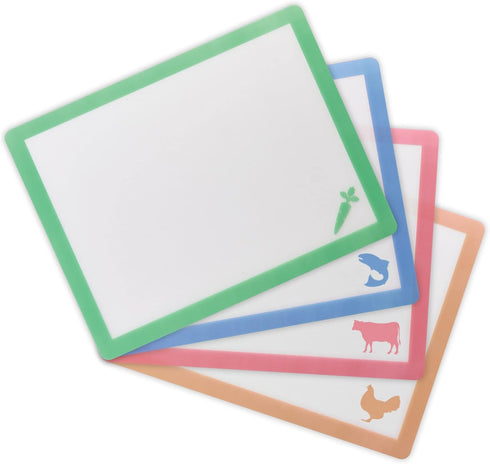 HIC Kitchen Flexible Cutting Mats, 4PCS for Easy Food Prep