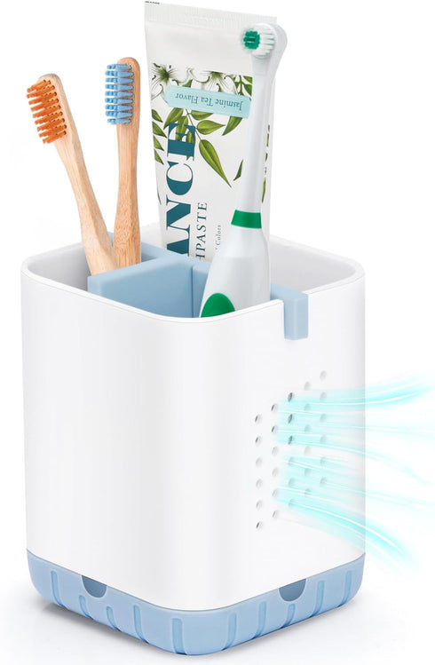 Boperzi Toothbrush Holders for Bathrooms, Anti-Slip Countertop Organizer for Electric Toothbrush and Razor (Blue)