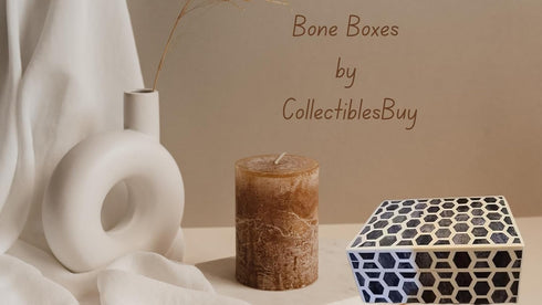 collectiblesBuy Victorian Stone Containers - Handcrafted Jewelry Keepsake Storage Box, Bone Inlay Home Decor
