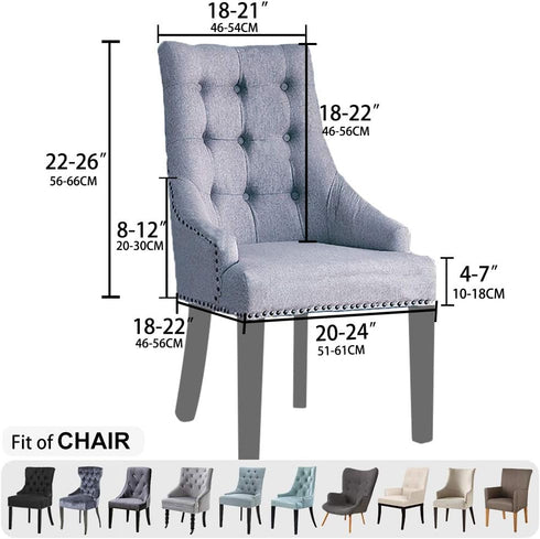Lellen Velvet Stretch Wingback Chair Cover Slipcover - Reusable Protector Cover for Dining Room (Charcoal Grey, 1PC)