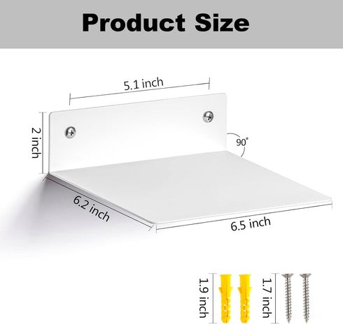 Set 4 Pack ELSKER&HOME Small Floating Shelf of White, Metal Floating Book Shelves for Wall Mounted,Invisible