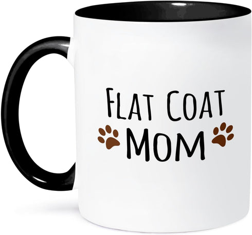 3dRose Mug, Flat Coat Dog Mom, 11 oz, Black