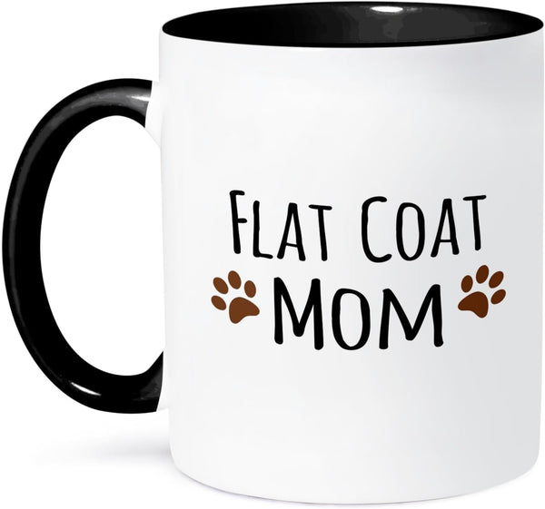 3dRose Mug, Flat Coat Dog Mom, 11 oz, Black