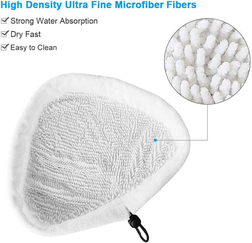 Fushing 6Pcs Steam Mop Pads - Reusable Washable Microfiber Replacement Pads for Steamboy X5 H2O H20 S302 S001