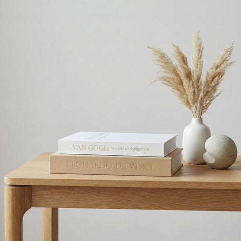 Inoostar Set 2 Aesthetic Decorative Books - of Linen Boxes with Gold Lettering, Enhance Your Coffee Table, Bookshelf