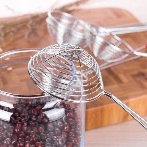 Draining Scoop, Skimmer Slotted Spoon, Mini Mesh Skimmer Spoon with Handle for Kitchen Frying Food Pasta (Size: L)