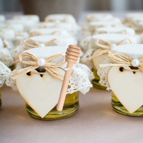 51 PCS Mini Wooden Honey Sticks Dipper, 3 Inch Honey Stirrer Stick for Honey Jar Dispense Drizzle Honey and Wedding