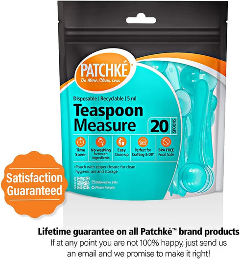 Plastic Measuring Spoons, 5 ml - 1 Teaspoon, Fits in Jar, Good for Formula, Coffee, Pet Food (20 Pack)