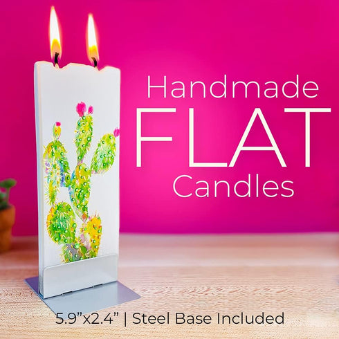 Jack-O'-Lantern Haunted House Handmade Flat Candle | Hand Painted, Unscented Decorative 2 Wick Candle for Home