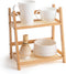 Yalikop 1 Pcs 2 Tier Matcha Station Shelf Bamboo Coffee Mug Stand