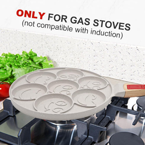 Pancake Pan with 7 Holes, Non Stick Mini Crepe Pan with Detachable Handle