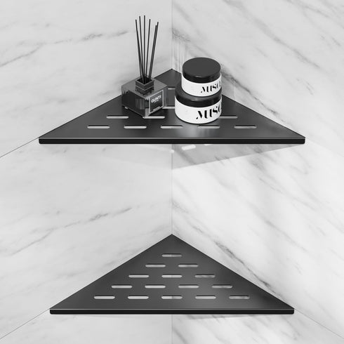 lives Corner Shower Shelves 2 Pack, 10" Black Corner Shelf for Bathroom,