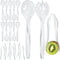 Disposable Plastic Serving Utensils, Set of 18 Clear Buffet Utensils, 6 Each of 6" Tongs, 10” Spoons, 10” Forks