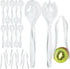 Disposable Plastic Serving Utensils, Set of 18 Clear Buffet Utensils, 6 Each of 6" Tongs, 10” Spoons, 10” Forks
