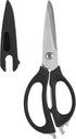 Farberware 4 in 1 Multipurpose Kitchen Scissors, Stainless Steel with Blade Cover, Black