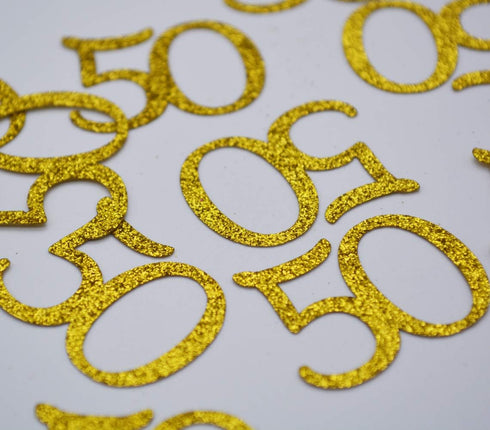 Happy 50th Birthday Confetti, 100 Pcs Glitter Gold Number 50 Table Confetti for 50th Birthday Party