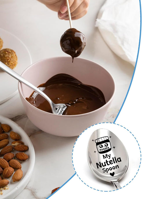 My Nutella Spoon, Funny Engraved Stainless Steel Dessert Spoon, Ice Cream Spoon Gifts for Nutella Lovers