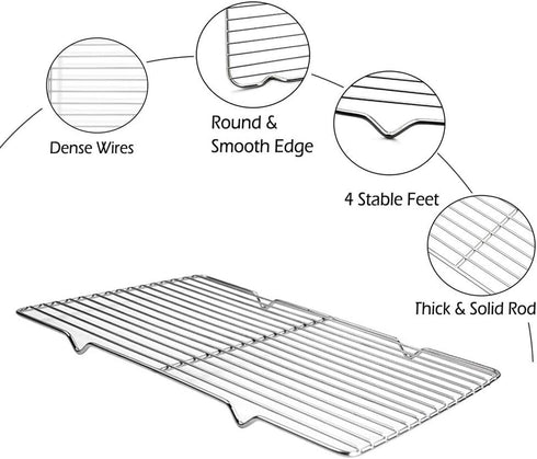Grilling Rack Heavy Duty Wire Grate, Oven Roasting Rack, 5.3 x 8.7 inch Rectangle Baking Cooling Steaming