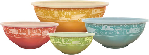 Melamine Bowls with Lids - 4 BPA Free Nesting Bowls Set for Indoor & Outdoor Dining, Sturdy & Lightweight